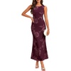 image:imageGRACE KARIN Womens Summer Floral Wedding Guest Dresses 2026 Sleeveless Mesh Bodycon Maxi Dress Cocktail Party Long DressesWine