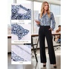 image:imageGRACE KARIN Womens Long Sleeve Business Casual Shirts 2026 Front Bow Tie Neck Chiffon Blouse Polka Dot Floral TopsBlue Floral
