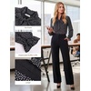 image:imageGRACE KARIN Womens Long Sleeve Business Casual Shirts 2026 Front Bow Tie Neck Chiffon Blouse Polka Dot Floral TopsDot  Black