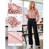 image:imageGRACE KARIN Womens Long Sleeve Business Casual Shirts 2026 Front Bow Tie Neck Chiffon Blouse Polka Dot Floral TopsDot  BlushCoffee