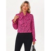 image:imageGRACE KARIN Womens Long Sleeve Business Casual Shirts 2026 Front Bow Tie Neck Chiffon Blouse Polka Dot Floral TopsDot  Rose Red