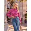 image:imageGRACE KARIN Womens Long Sleeve Business Casual Shirts 2026 Front Bow Tie Neck Chiffon Blouse Polka Dot Floral TopsDot  Rose Red