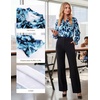 image:imageGRACE KARIN Womens Long Sleeve Business Casual Shirts 2026 Front Bow Tie Neck Chiffon Blouse Polka Dot Floral TopsFloral  Blue Mix