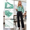 image:imageGRACE KARIN Womens Long Sleeve Business Casual Shirts 2026 Front Bow Tie Neck Chiffon Blouse Polka Dot Floral TopsSage Green Floral
