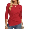image:imageGRACE KARIN Womens 2026 Summer Peplum Tops 34 Sleeve Dressy Casual Shirts Business Blouses Trendy Fashion ClothesRed