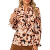 image:imageGRACE KARIN Womens Long Sleeve Business Casual Shirts 2026 Front Bow Tie Neck Chiffon Blouse Polka Dot Floral TopsFloral  Mocha Mix