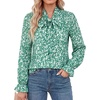 image:imageGRACE KARIN Womens Long Sleeve Business Casual Shirts 2026 Front Bow Tie Neck Chiffon Blouse Polka Dot Floral TopsSage Green Floral