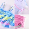 image:imageGRACE KARIN Girls Tankini Swimsuit Swimwear Teen Cute Ruffle Bathing Suit Kids 2 Piece Shirred Bikini Set with Padded 816Blue Pink Coconut Tree
