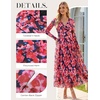image:imageGRACE KARIN Womens Long Sleeve Floral Maxi Dress V Neck Formal Wedding Guest Dress Fall A Line Mesh DressBlack Red
