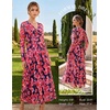 image:imageGRACE KARIN Womens Long Sleeve Floral Maxi Dress V Neck Formal Wedding Guest Dress Fall A Line Mesh DressBlack Red