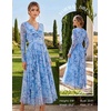 image:imageGRACE KARIN Womens Long Sleeve Floral Maxi Dress V Neck Formal Wedding Guest Dress Fall A Line Mesh DressBlue Floral