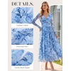 image:imageGRACE KARIN Womens Long Sleeve Floral Maxi Dress V Neck Formal Wedding Guest Dress Fall A Line Mesh DressBlue Floral