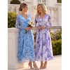 image:imageGRACE KARIN Womens Long Sleeve Floral Maxi Dress V Neck Formal Wedding Guest Dress Fall A Line Mesh DressBlue Floral