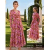 image:imageGRACE KARIN Womens Long Sleeve Floral Maxi Dress V Neck Formal Wedding Guest Dress Fall A Line Mesh DressBrown Pink