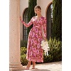 image:imageGRACE KARIN Womens Long Sleeve Floral Maxi Dress V Neck Formal Wedding Guest Dress Fall A Line Mesh DressBrown Pink