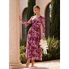 image:imageGRACE KARIN Womens Long Sleeve Floral Maxi Dress V Neck Formal Wedding Guest Dress Fall A Line Mesh DressWine Red