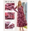 image:imageGRACE KARIN Womens Long Sleeve Floral Maxi Dress V Neck Formal Wedding Guest Dress Fall A Line Mesh DressWine Red