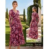 image:imageGRACE KARIN Womens Long Sleeve Floral Maxi Dress V Neck Formal Wedding Guest Dress Fall A Line Mesh DressWine Red