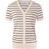 image:imageGRACE KARIN Womens Short Sleeve Cardigan Sweaters 2026 Summer Lightweight Cropped Cardigan V Neck Casual Clothing TopsBeige Black Stripe