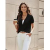 image:imageGRACE KARIN Womens Short Sleeve Cardigan Sweaters 2026 Summer Lightweight Cropped Cardigan V Neck Casual Clothing TopsBlack