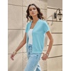 image:imageGRACE KARIN Womens Short Sleeve Cardigan Sweaters 2026 Summer Lightweight Cropped Cardigan V Neck Casual Clothing TopsBlue