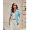 image:imageGRACE KARIN Womens Short Sleeve Cardigan Sweaters 2026 Summer Lightweight Cropped Cardigan V Neck Casual Clothing TopsBlue