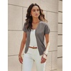 image:imageGRACE KARIN Womens Short Sleeve Cardigan Sweaters 2026 Summer Lightweight Cropped Cardigan V Neck Casual Clothing TopsCoffee Gray