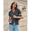 image:imageGRACE KARIN Womens Short Sleeve Cardigan Sweaters 2026 Summer Lightweight Cropped Cardigan V Neck Casual Clothing TopsDeep Gray