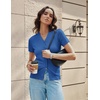 image:imageGRACE KARIN Womens Short Sleeve Cardigan Sweaters 2026 Summer Lightweight Cropped Cardigan V Neck Casual Clothing TopsDenim Blue