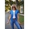 image:imageGRACE KARIN Womens Short Sleeve Cardigan Sweaters 2026 Summer Lightweight Cropped Cardigan V Neck Casual Clothing TopsDenim Blue