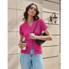 image:imageGRACE KARIN Womens Short Sleeve Cardigan Sweaters 2026 Summer Lightweight Cropped Cardigan V Neck Casual Clothing TopsHot Pink