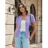 image:imageGRACE KARIN Womens Short Sleeve Cardigan Sweaters 2026 Summer Lightweight Cropped Cardigan V Neck Casual Clothing TopsLavender Purple