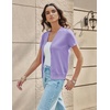 image:imageGRACE KARIN Womens Short Sleeve Cardigan Sweaters 2026 Summer Lightweight Cropped Cardigan V Neck Casual Clothing TopsLavender Purple