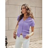 image:imageGRACE KARIN Womens Short Sleeve Cardigan Sweaters 2026 Summer Lightweight Cropped Cardigan V Neck Casual Clothing TopsLavender Purple