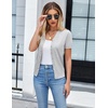image:imageGRACE KARIN Womens Short Sleeve Cardigan Sweaters 2026 Summer Lightweight Cropped Cardigan V Neck Casual Clothing TopsLight Gray