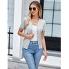 image:imageGRACE KARIN Womens Short Sleeve Cardigan Sweaters 2026 Summer Lightweight Cropped Cardigan V Neck Casual Clothing TopsLight Gray