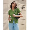 image:imageGRACE KARIN Womens Short Sleeve Cardigan Sweaters 2026 Summer Lightweight Cropped Cardigan V Neck Casual Clothing TopsLight Green