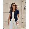 image:imageGRACE KARIN Womens Short Sleeve Cardigan Sweaters 2026 Summer Lightweight Cropped Cardigan V Neck Casual Clothing TopsNavy Blue