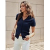 image:imageGRACE KARIN Womens Short Sleeve Cardigan Sweaters 2026 Summer Lightweight Cropped Cardigan V Neck Casual Clothing TopsNavy Blue