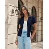image:imageGRACE KARIN Womens Short Sleeve Cardigan Sweaters 2026 Summer Lightweight Cropped Cardigan V Neck Casual Clothing TopsNavy Blue