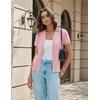 image:imageGRACE KARIN Womens Short Sleeve Cardigan Sweaters 2026 Summer Lightweight Cropped Cardigan V Neck Casual Clothing TopsPink