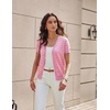image:imageGRACE KARIN Womens Short Sleeve Cardigan Sweaters 2026 Summer Lightweight Cropped Cardigan V Neck Casual Clothing TopsPink Yellow Stripe 