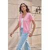 image:imageGRACE KARIN Womens Short Sleeve Cardigan Sweaters 2026 Summer Lightweight Cropped Cardigan V Neck Casual Clothing TopsPink Yellow Stripe 