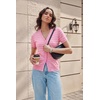 image:imageGRACE KARIN Womens Short Sleeve Cardigan Sweaters 2026 Summer Lightweight Cropped Cardigan V Neck Casual Clothing TopsPink Yellow Stripe 