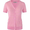 image:imageGRACE KARIN Womens Short Sleeve Cardigan Sweaters 2026 Summer Lightweight Cropped Cardigan V Neck Casual Clothing TopsPink Yellow Stripe 