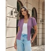 image:imageGRACE KARIN Womens Short Sleeve Cardigan Sweaters 2026 Summer Lightweight Cropped Cardigan V Neck Casual Clothing TopsPurple
