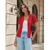 image:imageGRACE KARIN Womens Short Sleeve Cardigan Sweaters 2026 Summer Lightweight Cropped Cardigan V Neck Casual Clothing TopsRed