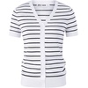 image:imageGRACE KARIN Womens Short Sleeve Cardigan Sweaters 2026 Summer Lightweight Cropped Cardigan V Neck Casual Clothing TopsWhite Black Stripe