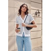 image:imageGRACE KARIN Womens Short Sleeve Cardigan Sweaters 2026 Summer Lightweight Cropped Cardigan V Neck Casual Clothing TopsWhite Black Stripe