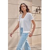image:imageGRACE KARIN Womens Short Sleeve Cardigan Sweaters 2026 Summer Lightweight Cropped Cardigan V Neck Casual Clothing TopsWhite Black Stripe